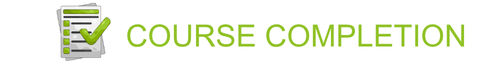 A document with a checkmark next to the words course completion